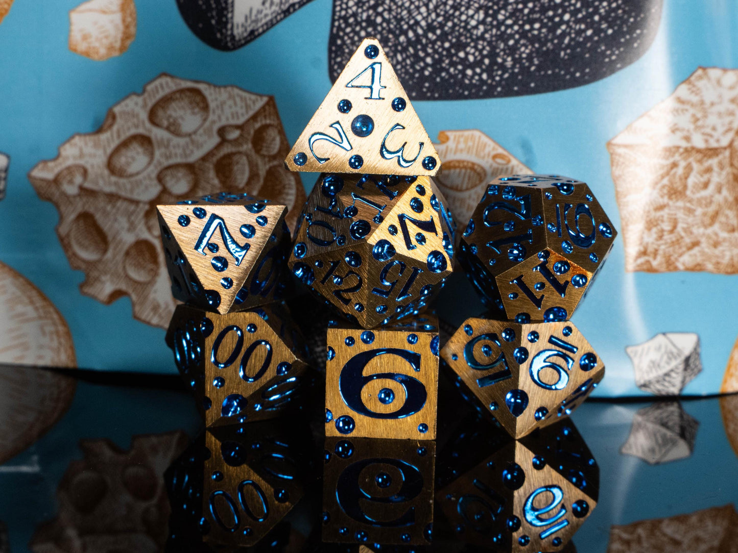 These Dice are Cheesy | Set of 7 Resin Dice for Cheese Lovers | For any Dungeons and Dragons (DND) or other Game Session