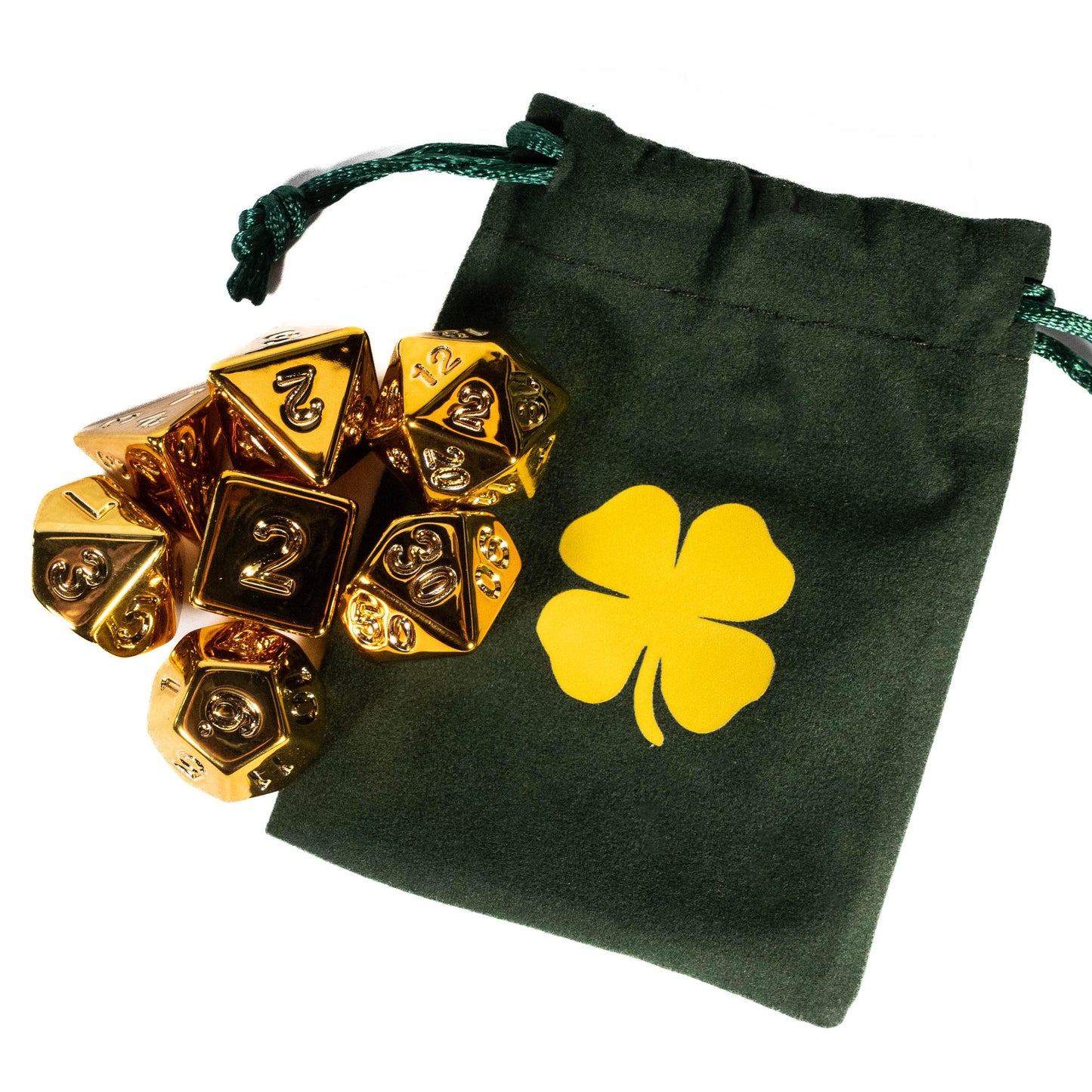 Lucky RPG TTRPG Dice Set | Golden Polyhedral D20 D12 D10 D8 D6 D4, DND Set | Funny Dice Goblin Gift
