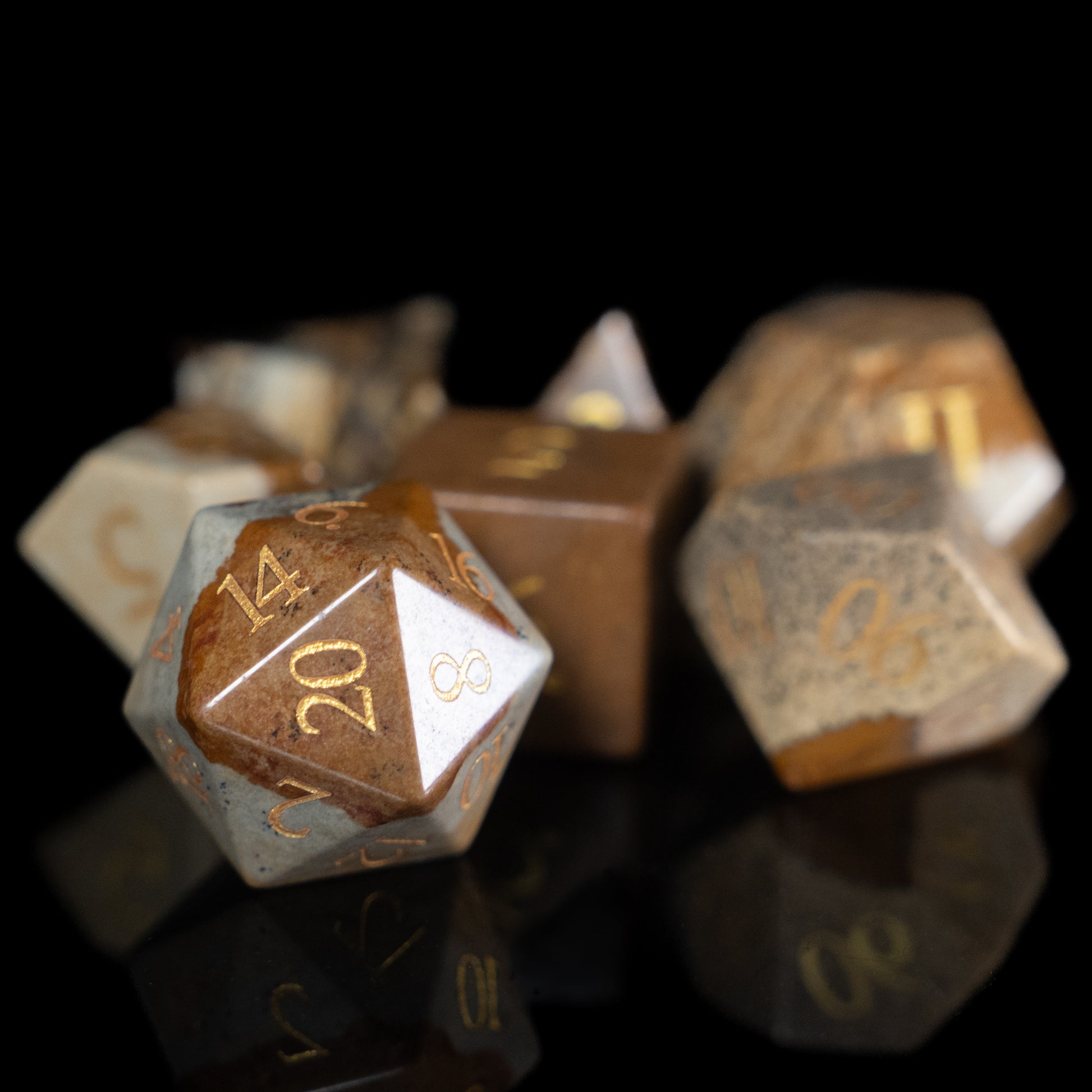 picture jasper gemstone dnd dice set