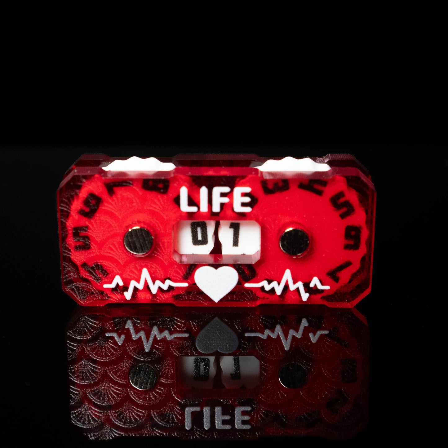 red 0 to 99 life counter or wound tracker for Magic the Gathering or mtg, as well as dungeons and dragons (aka dnd or d&d), and other customizable card games or ccg