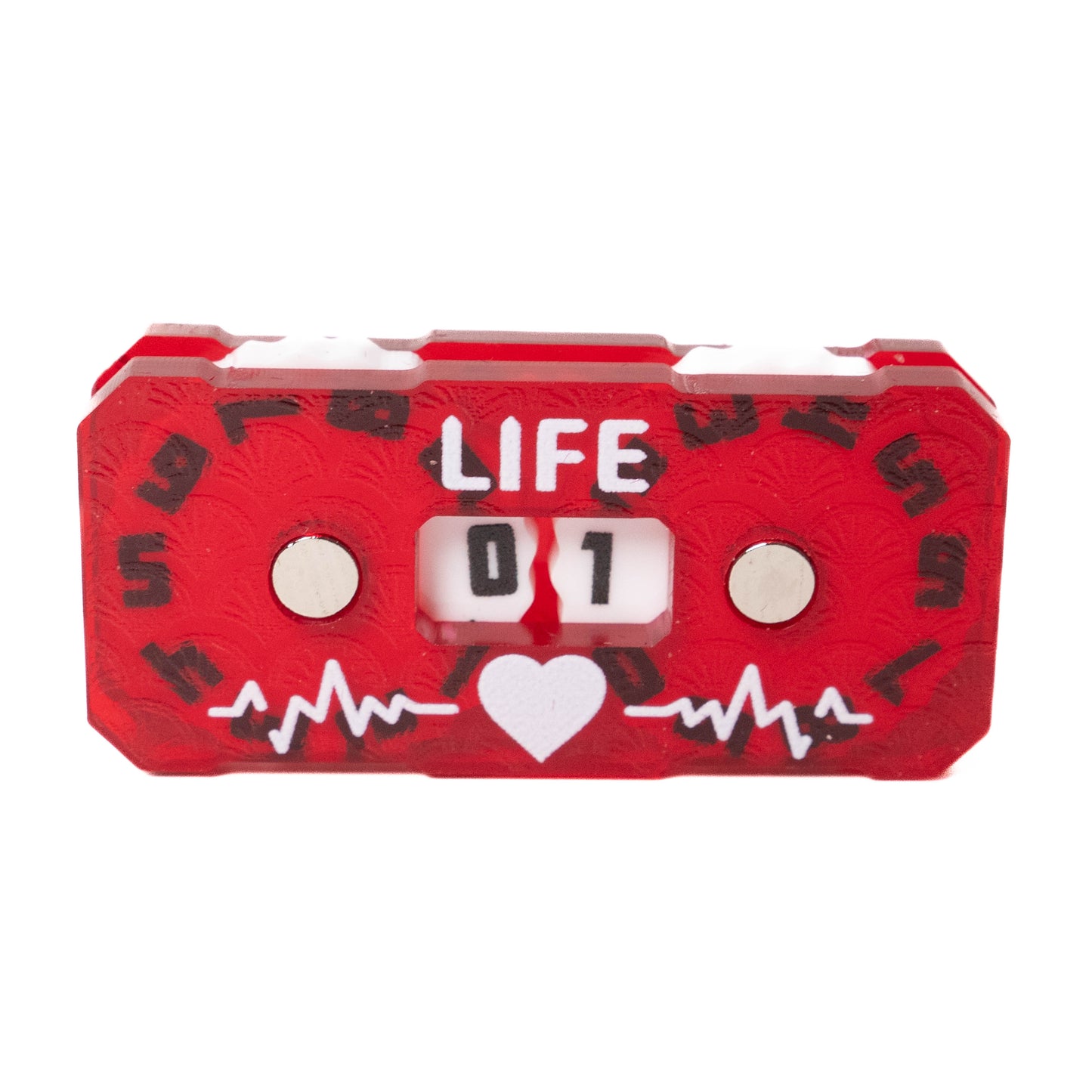 red 0 to 99 life counter or wound tracker for Magic the Gathering or mtg, as well as dungeons and dragons (aka dnd or d&d), and other customizable card games or ccg