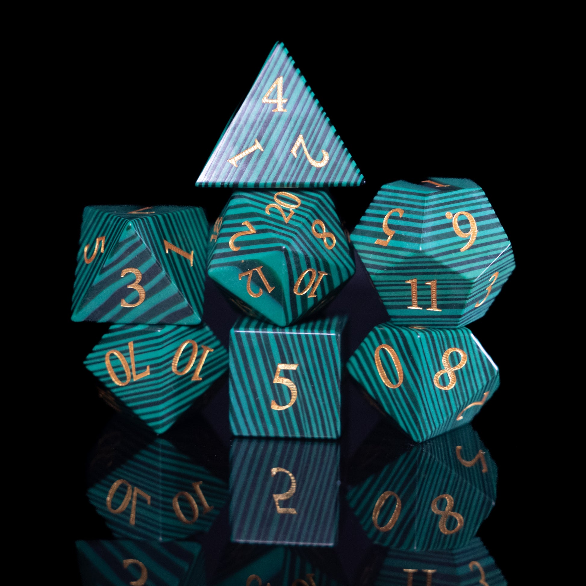 malachite gemstone dnd dice set