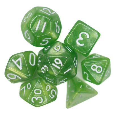 green swirl mini dnd dice set
