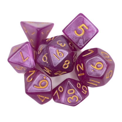 purple swirl mini dnd dice set