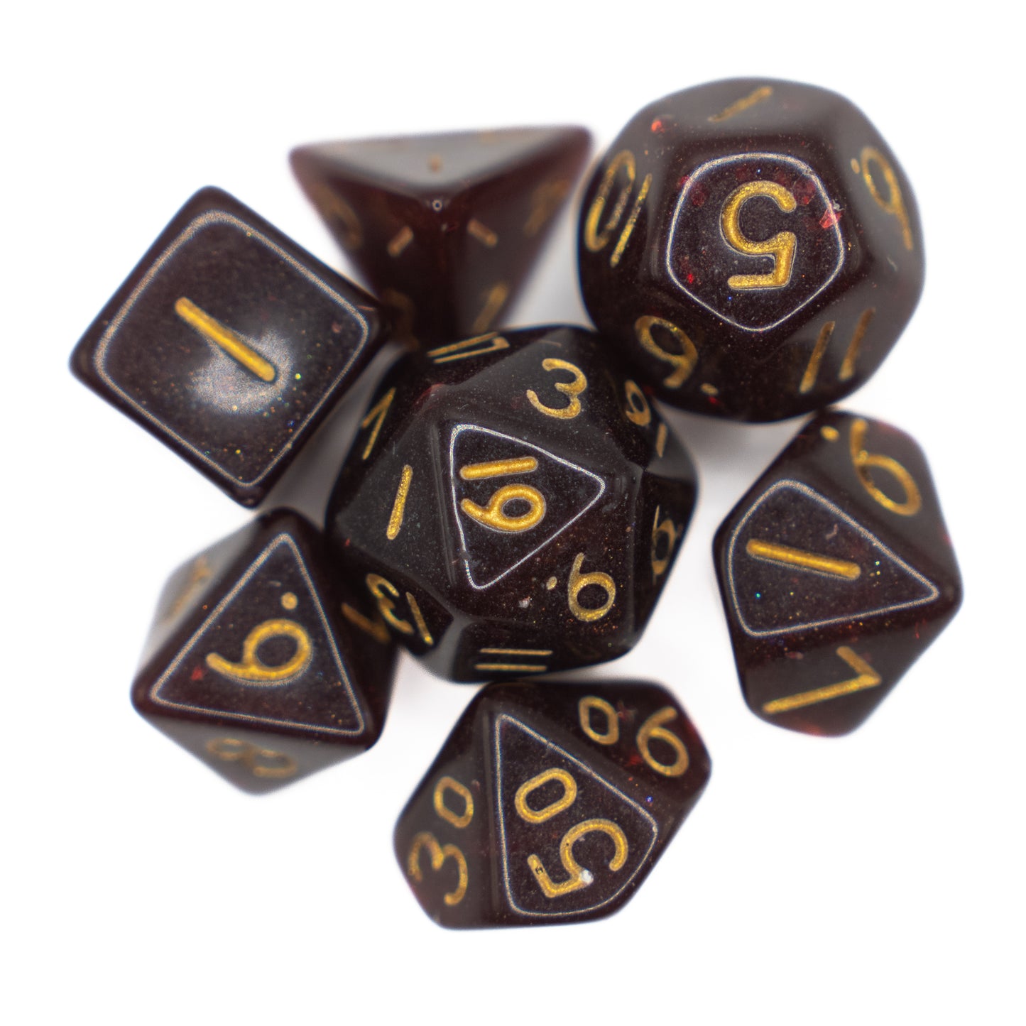brown mini dnd dice set