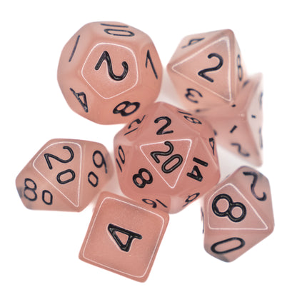 pink glow in the dark mini dnd dice set