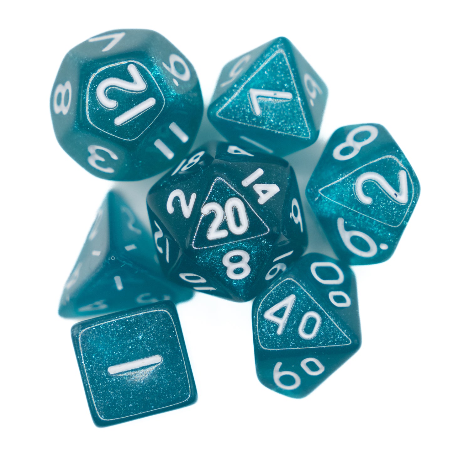 blue glitter mini dnd dice set
