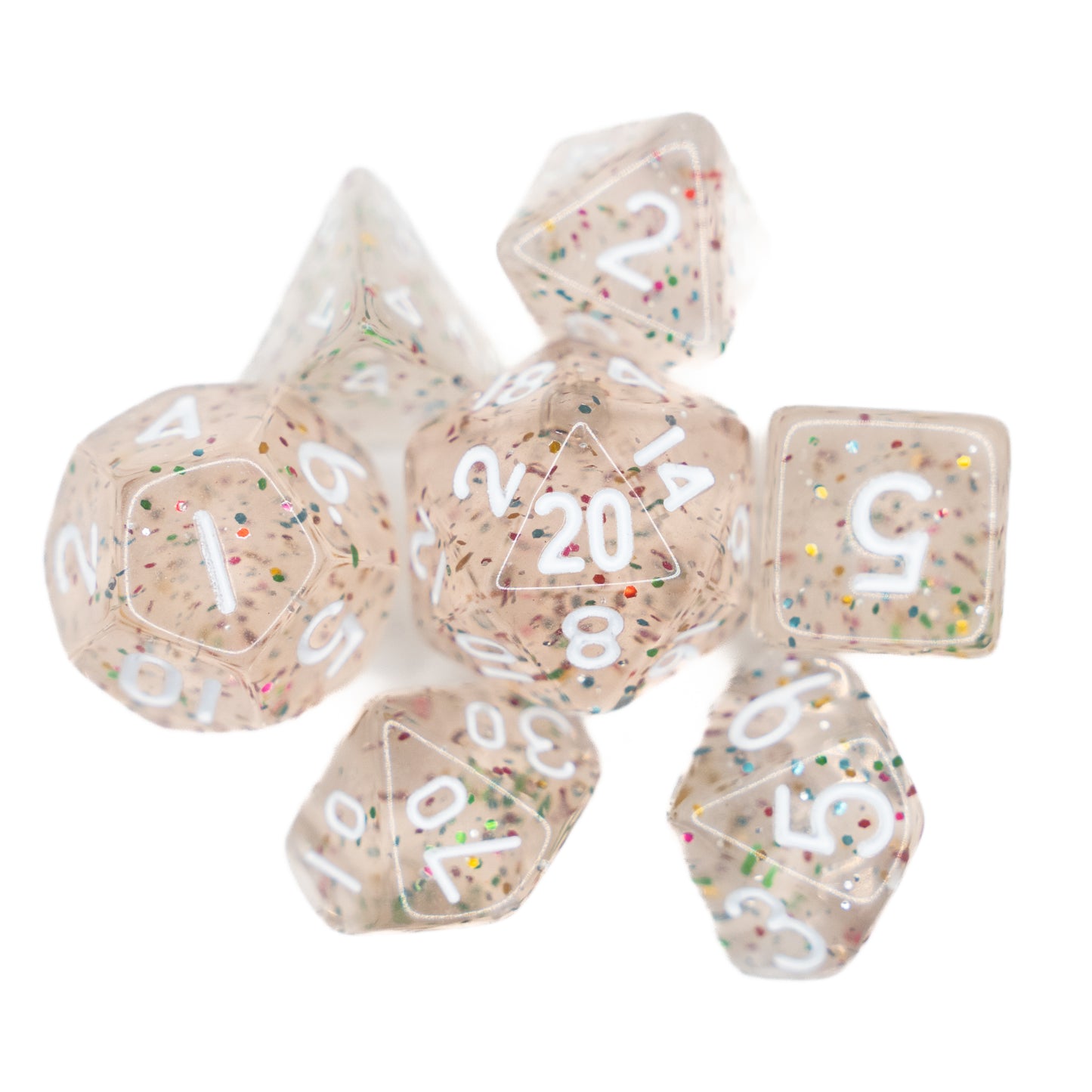 rainbow glitter mini dnd dice set