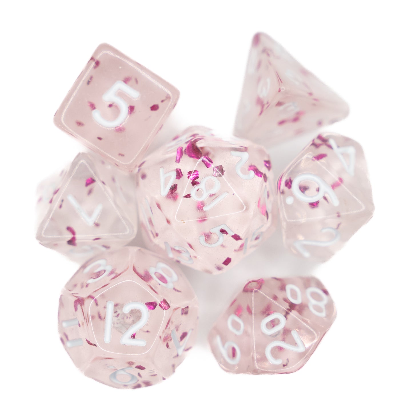 pink glitter mini dnd dice set