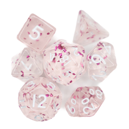 pink glitter mini dnd dice set
