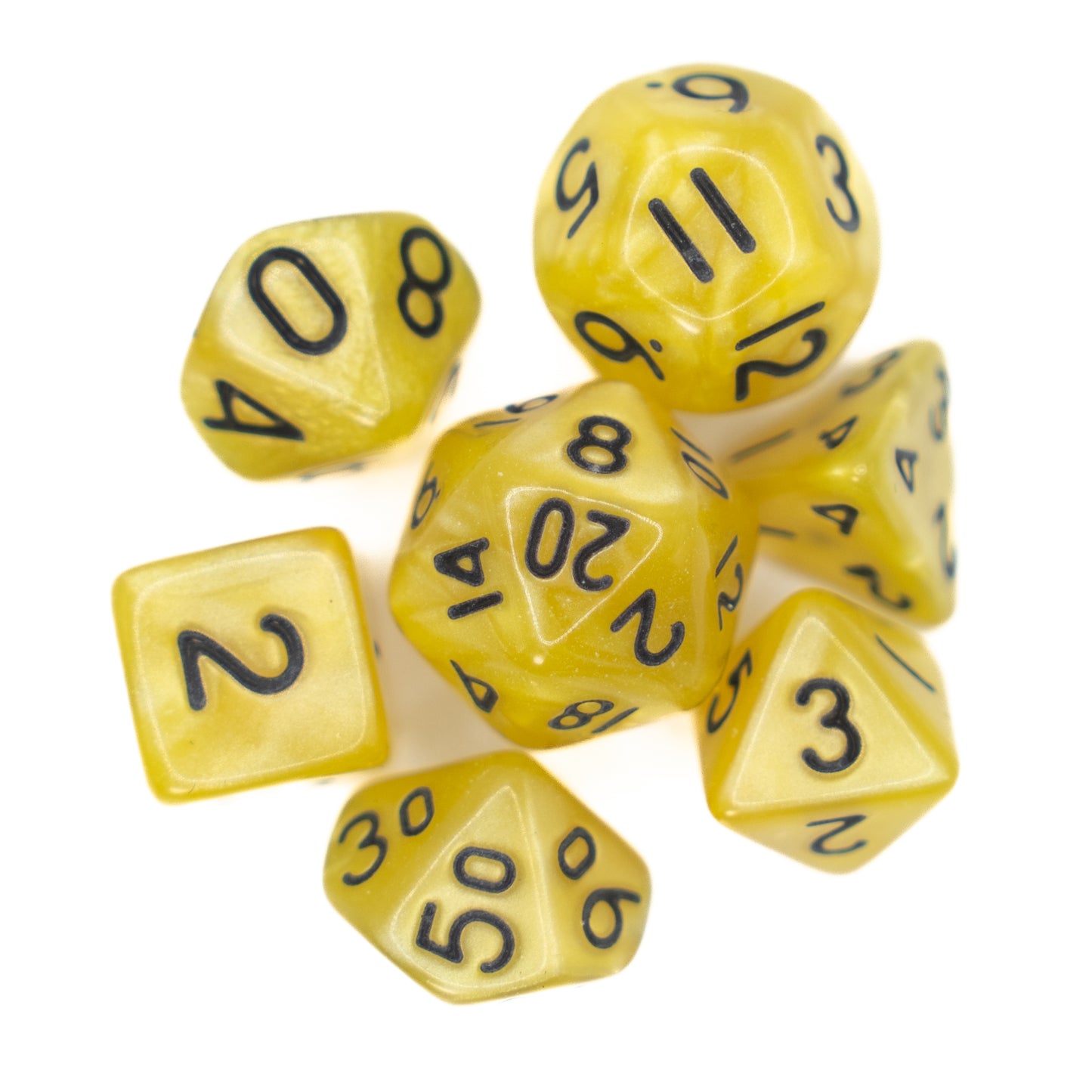 yellow swirl mini dnd dice set