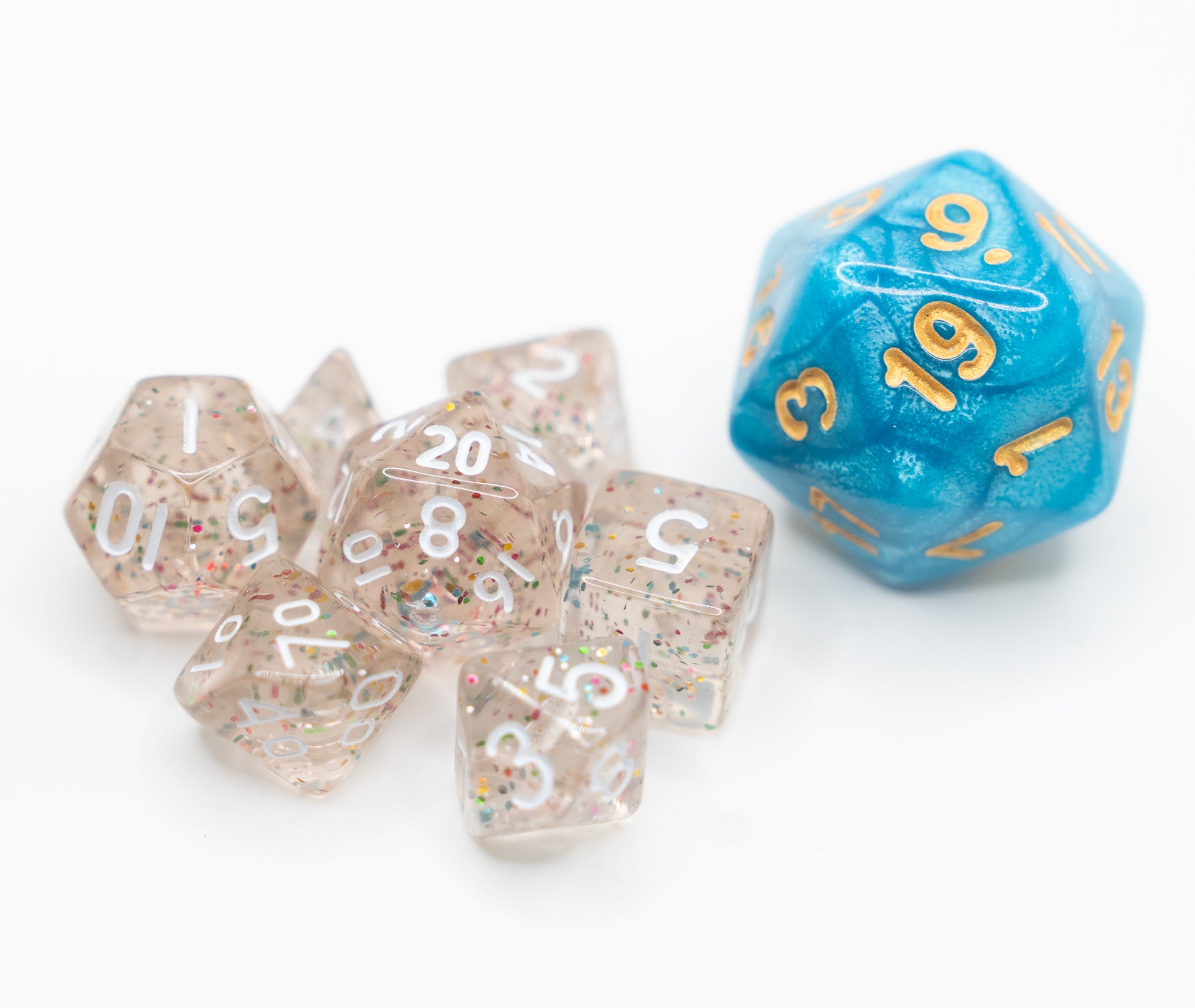 rainbow glitter mini dnd dice set
