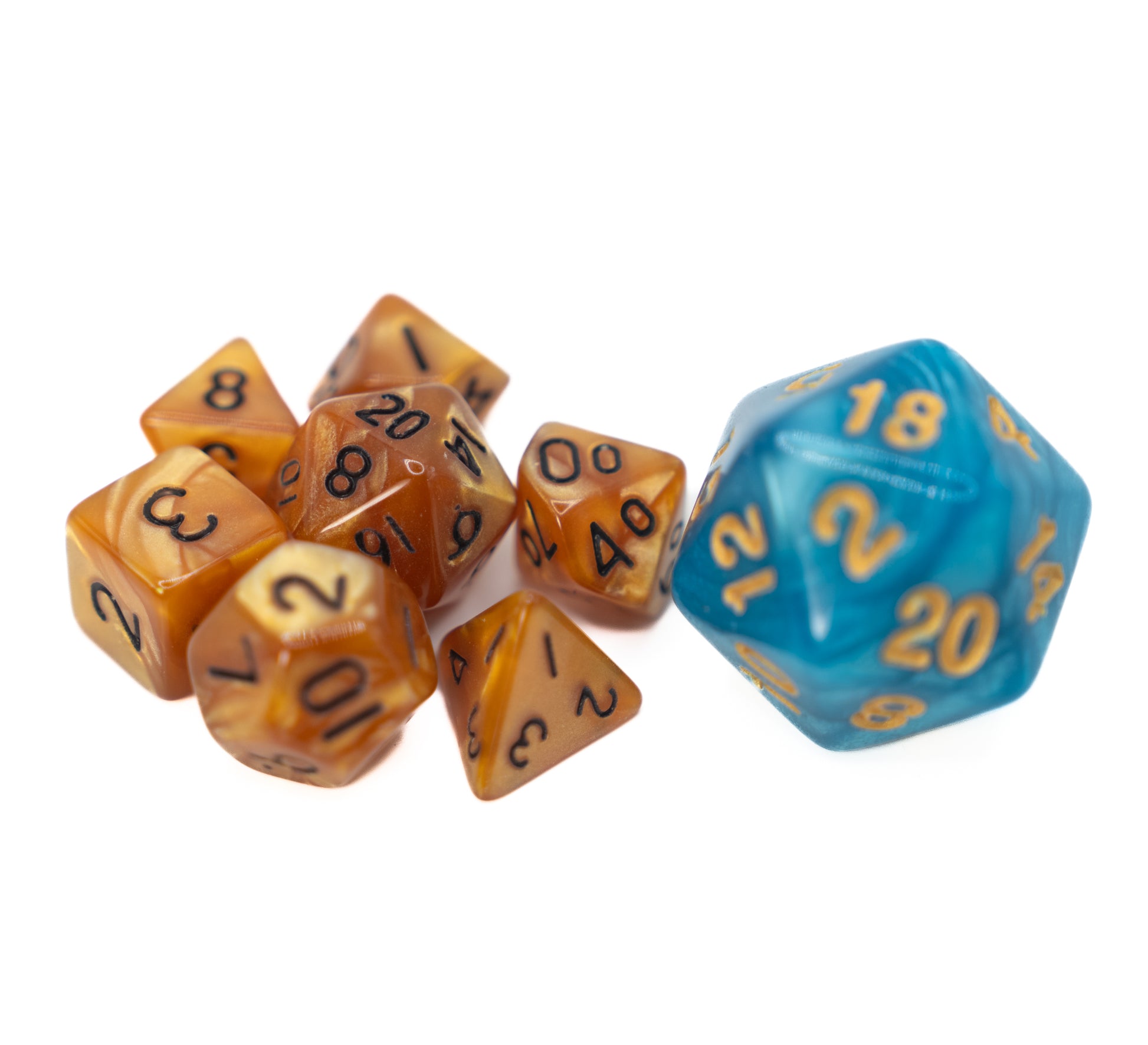 orange swirl mini dnd dice set