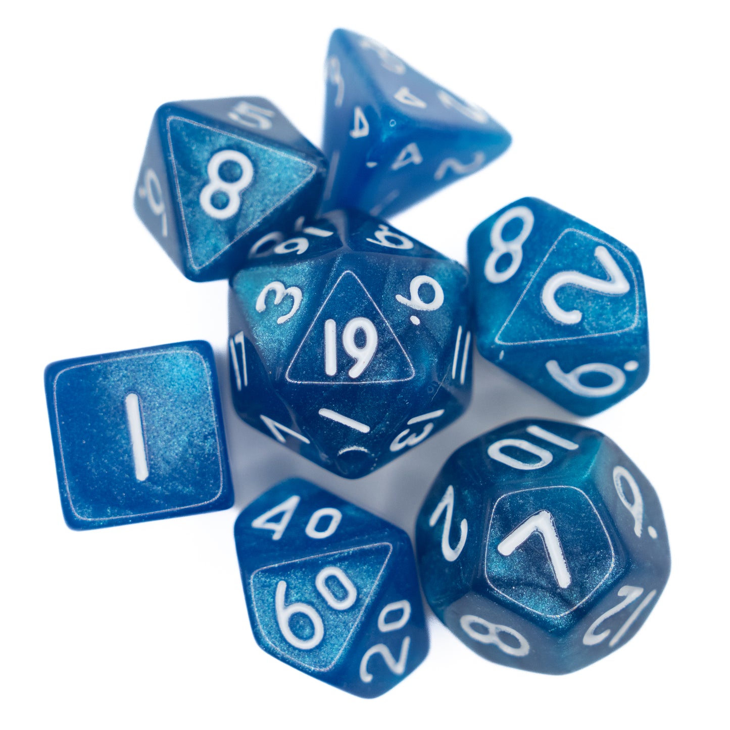 blue swirl mini dnd dice set