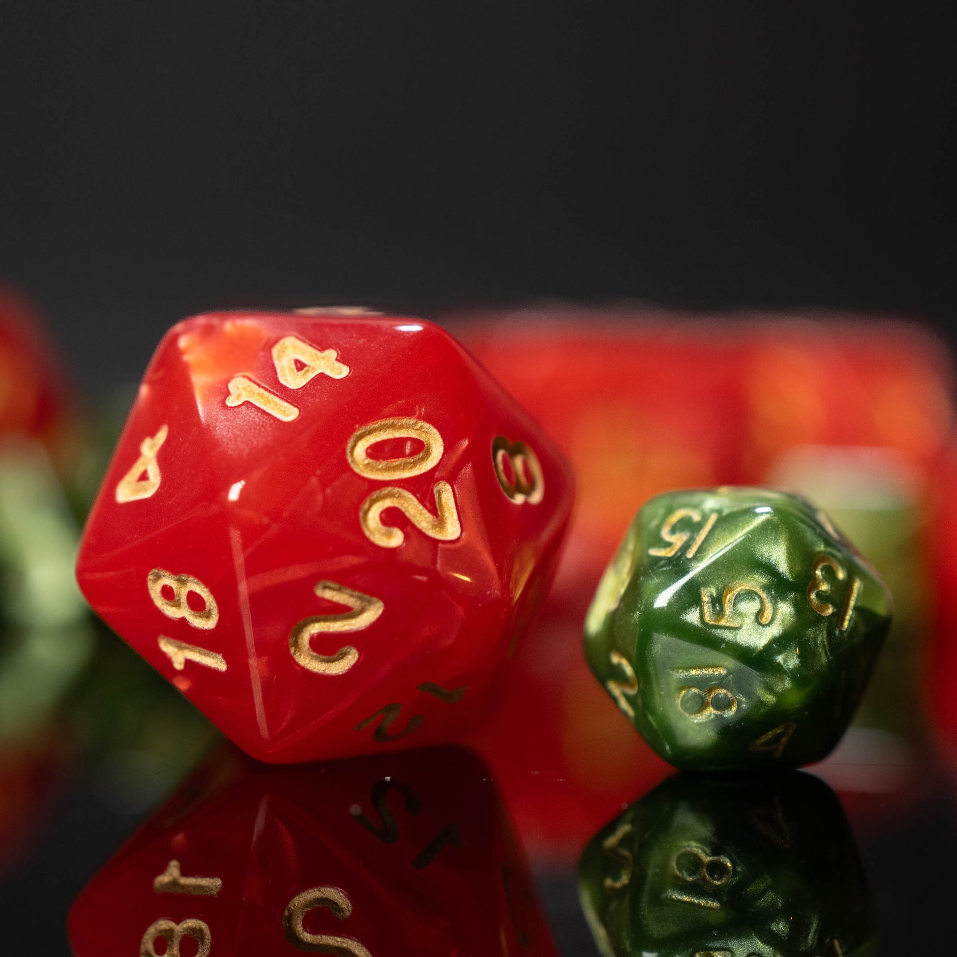 mystery mini acrylic dungeons and dragons (aka dnd or d&d) game dice set, including a d20, d12, d10, d8, d6, and d4