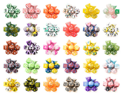 mystery these dice are ugly acrylic dungeons and dragons (aka dnd or d&d) game dice set, including a d20, d12, d10, d8, d6, and d4