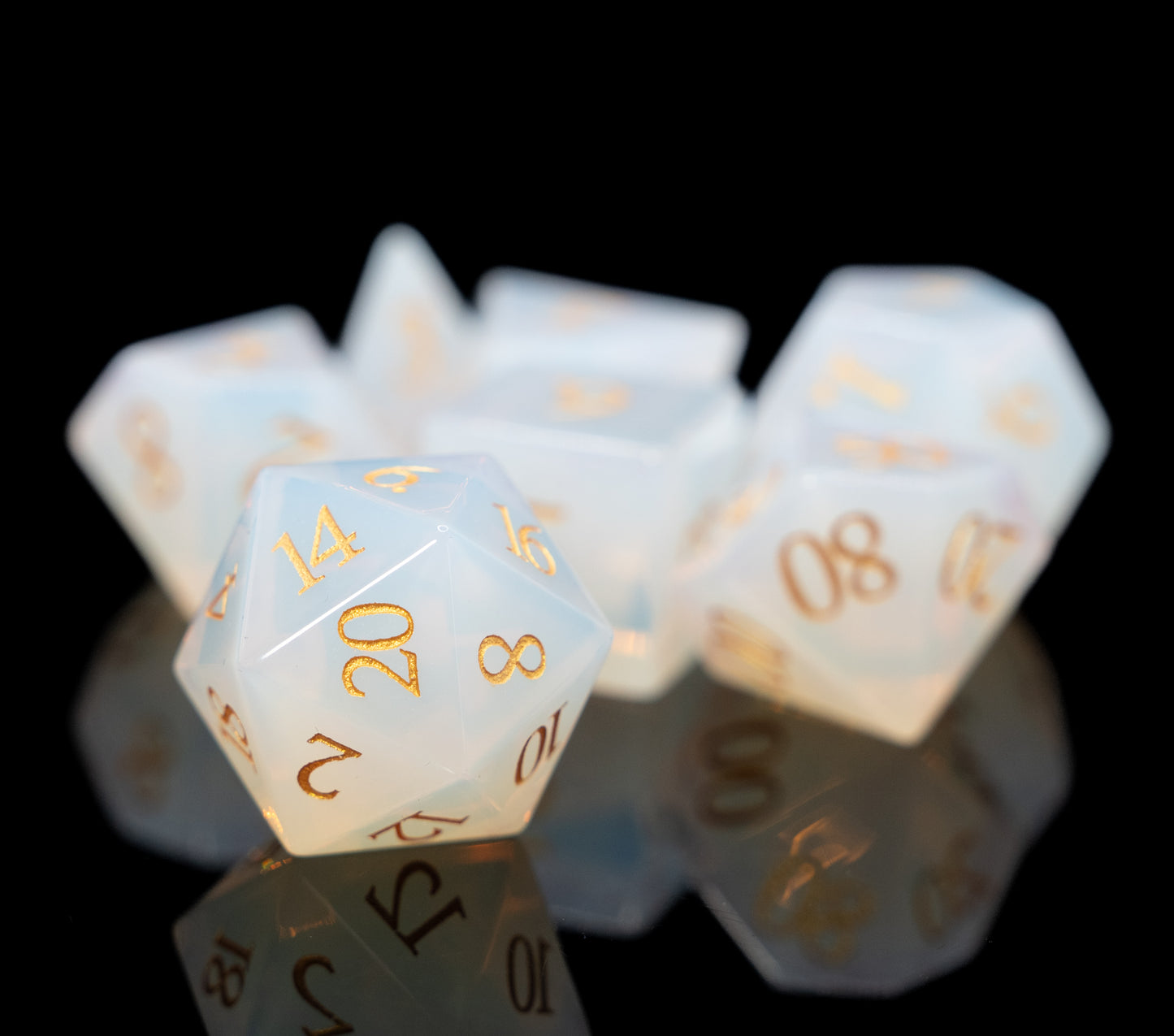 opalite gemstone dnd dice set