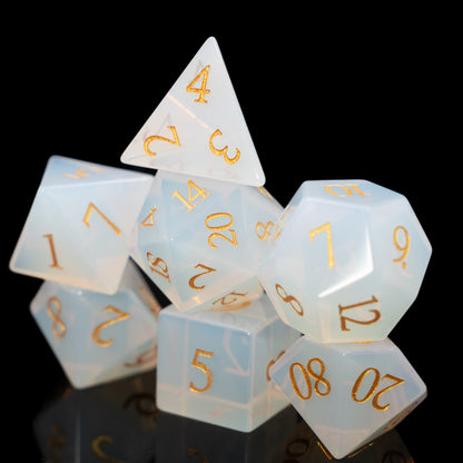 opalite gemstone dnd dice set
