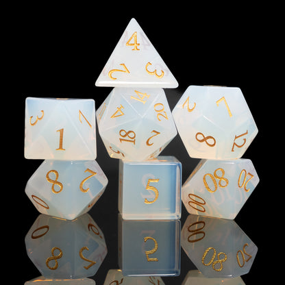 opalite gemstone dnd dice set