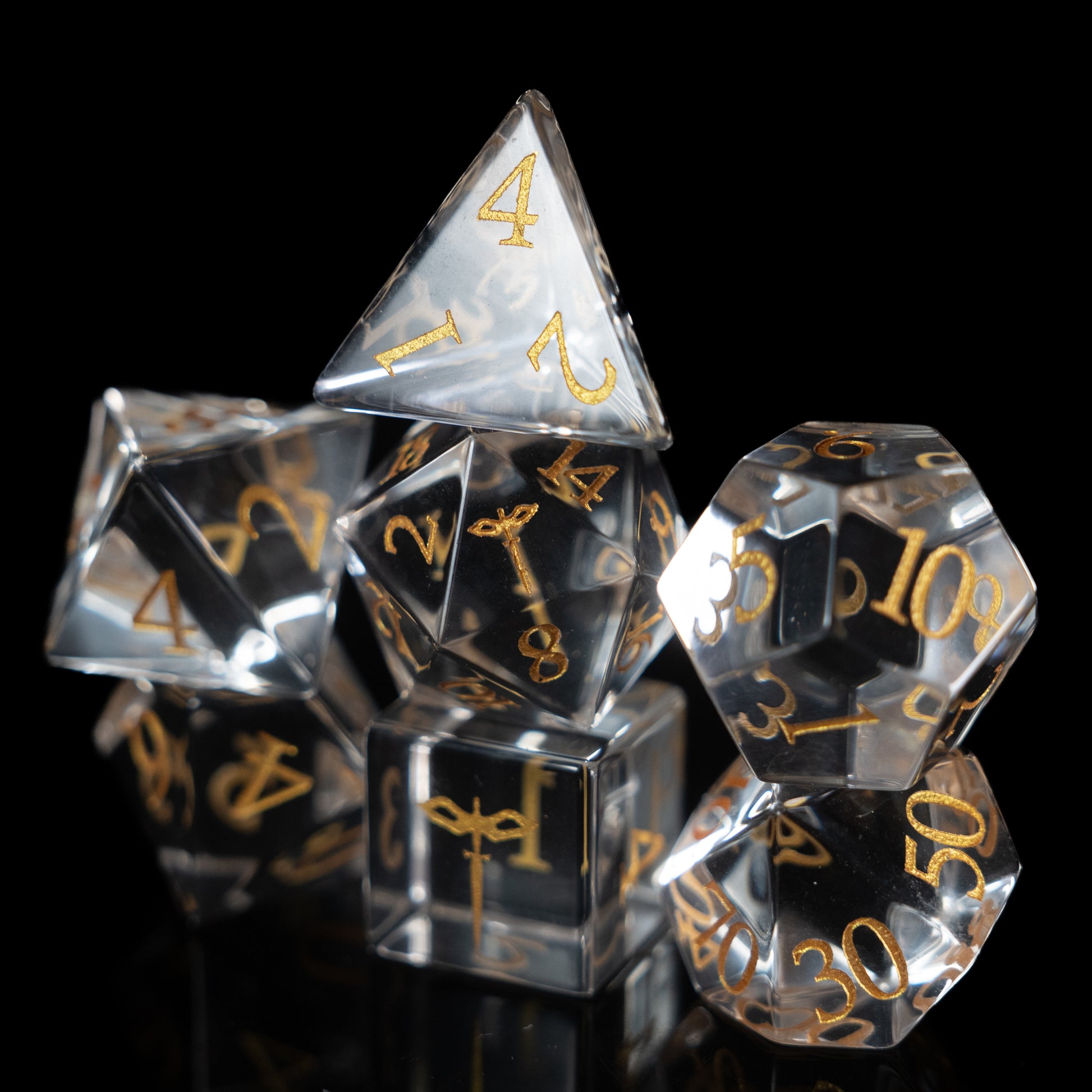 crystal clear paladin glass dnd dice set