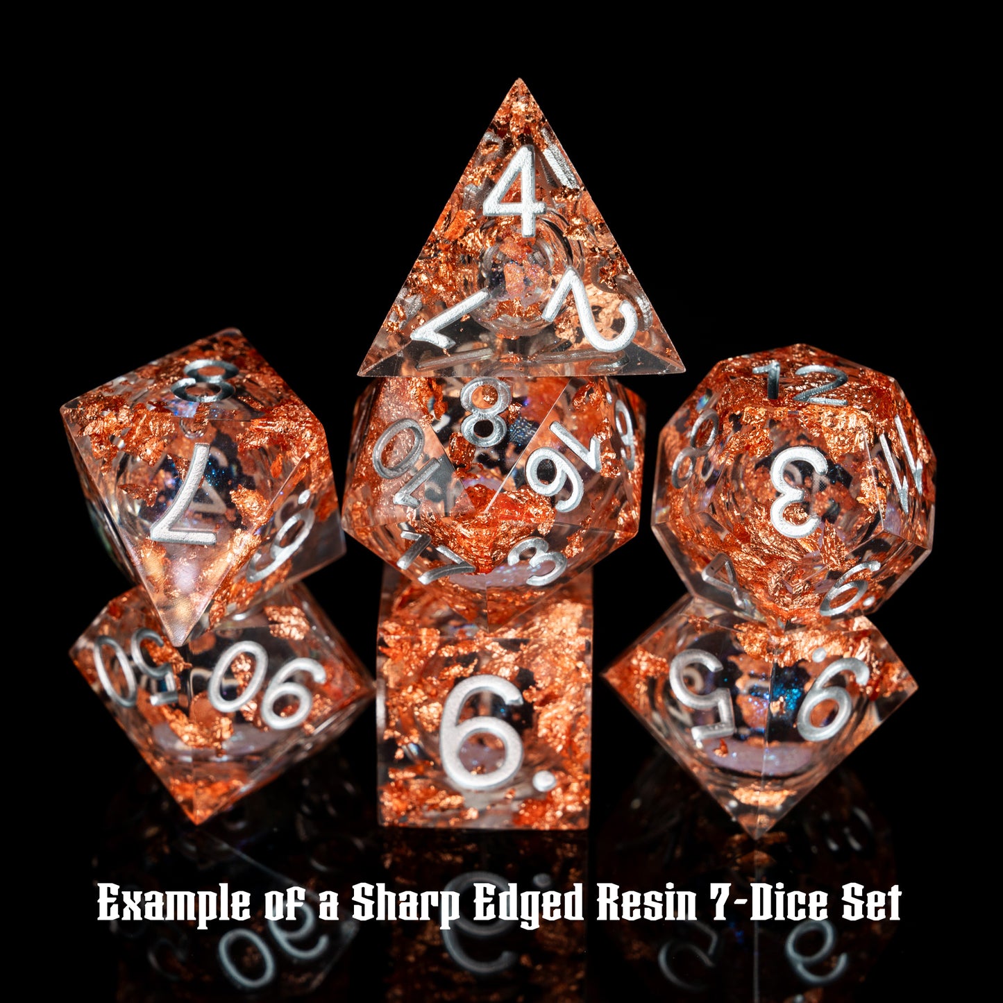 pound of dice mystery dungeons and dragons (aka dnd or d&d) game dice sets, including a d20, d12, d10, d8, d6, and d4 and bonus twenty sided glass or gemstone die and sharp edge resin polyhedral dice set