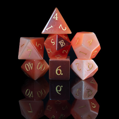 strawberry cat's eye gemstone dnd dice set