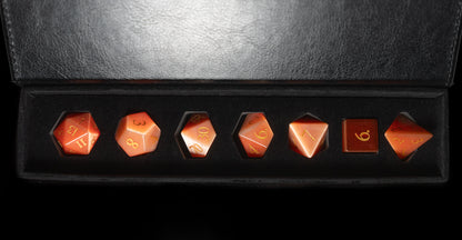 strawberry cat's eye gemstone dnd dice set