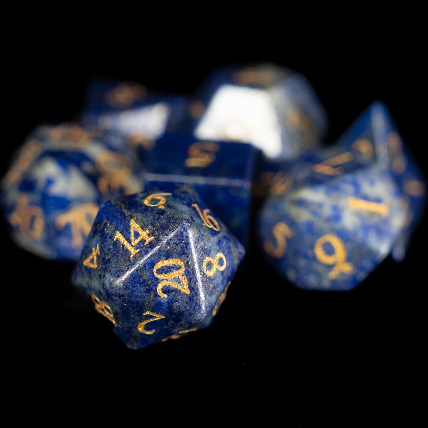 blue sodalite gemstone dnd dice set