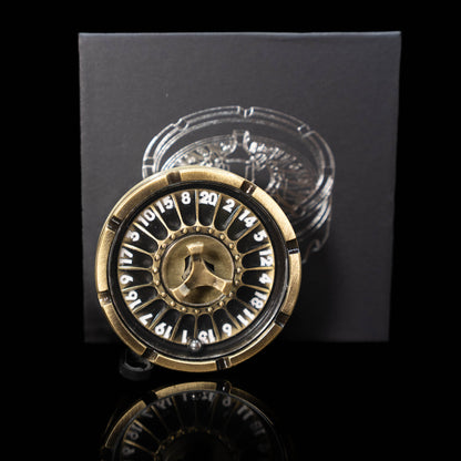 brass roulette spinner for d20 twenty sided dice rolls in dungeons and dragons (aka dnd or d&d) or other role playing games