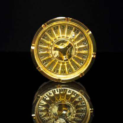gold roulette spinner for d20 twenty sided dice rolls in dungeons and dragons (aka dnd or d&d) or other role playing games