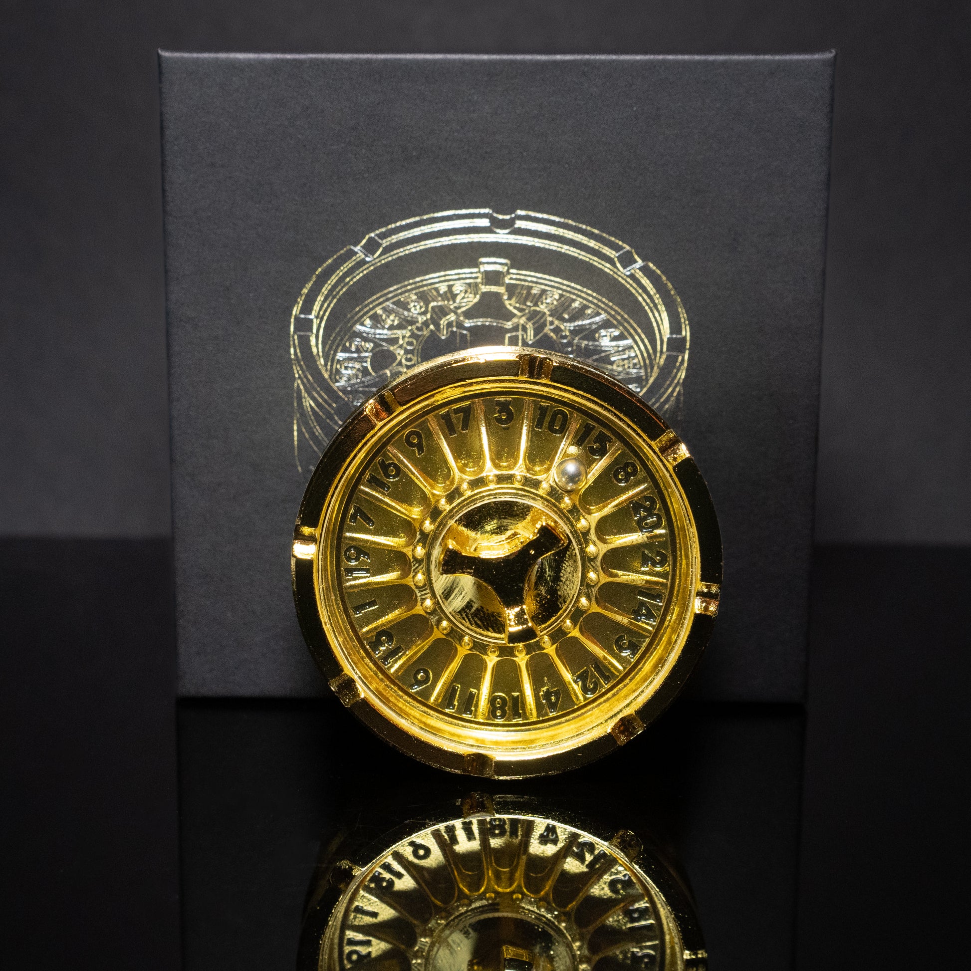 gold roulette spinner for d20 twenty sided dice rolls in dungeons and dragons (aka dnd or d&d) or other role playing games