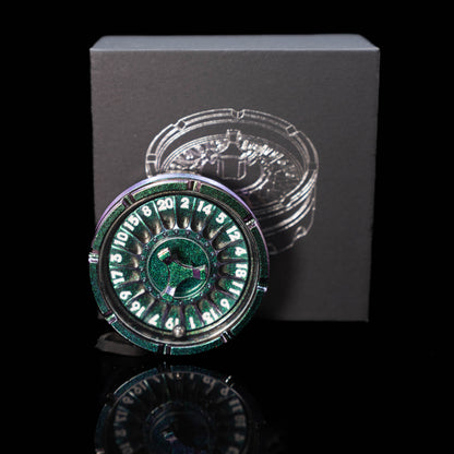 green silver roulette spinner for d20 twenty sided dice rolls in dungeons and dragons (aka dnd or d&d) or other role playing games