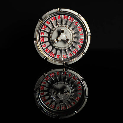 black silver roulette spinner for d20 twenty sided dice rolls in dungeons and dragons (aka dnd or d&d) or other role playing games