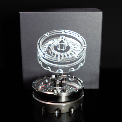 black silver roulette spinner for d20 twenty sided dice rolls in dungeons and dragons (aka dnd or d&d) or other role playing games