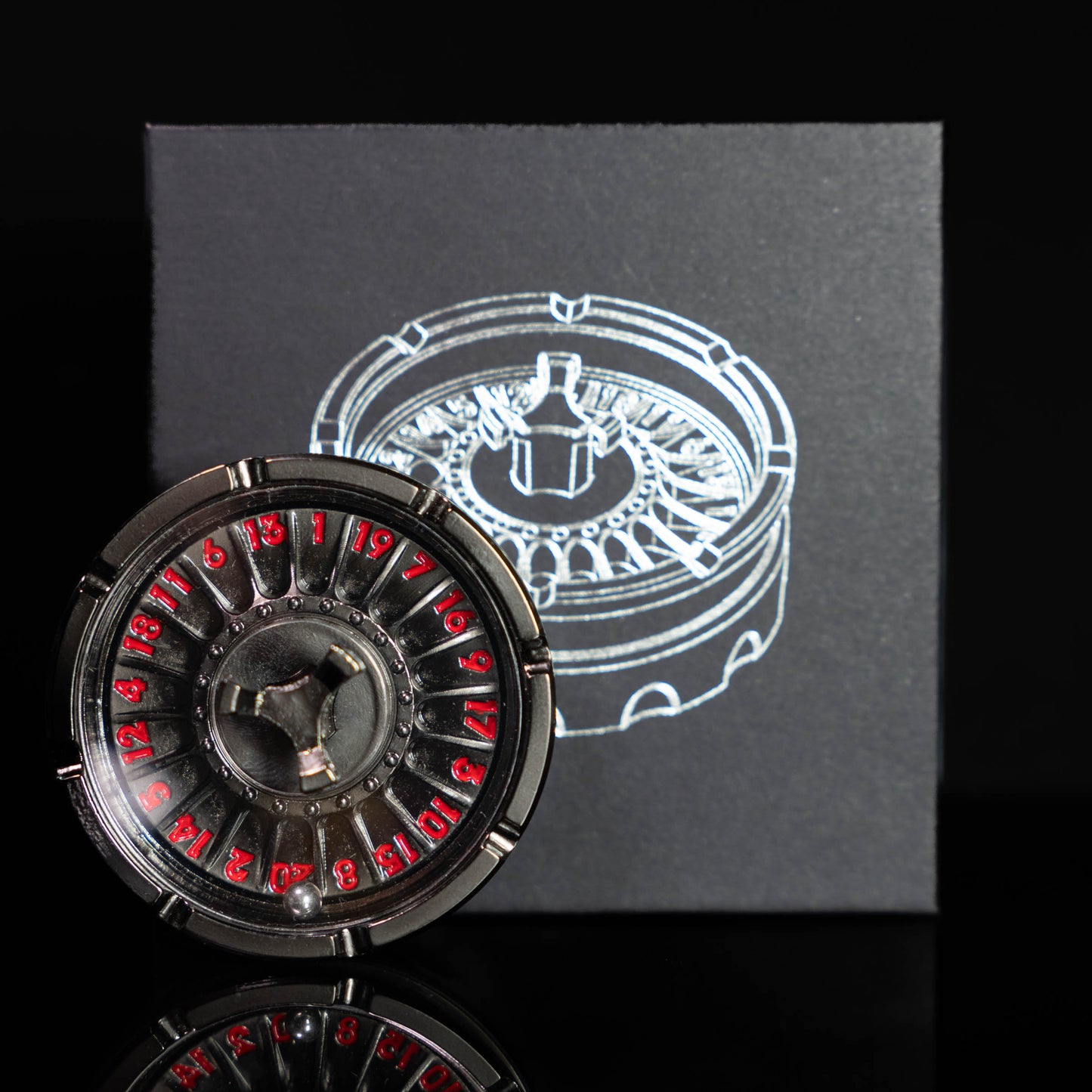 black silver roulette spinner for d20 twenty sided dice rolls in dungeons and dragons (aka dnd or d&d) or other role playing games