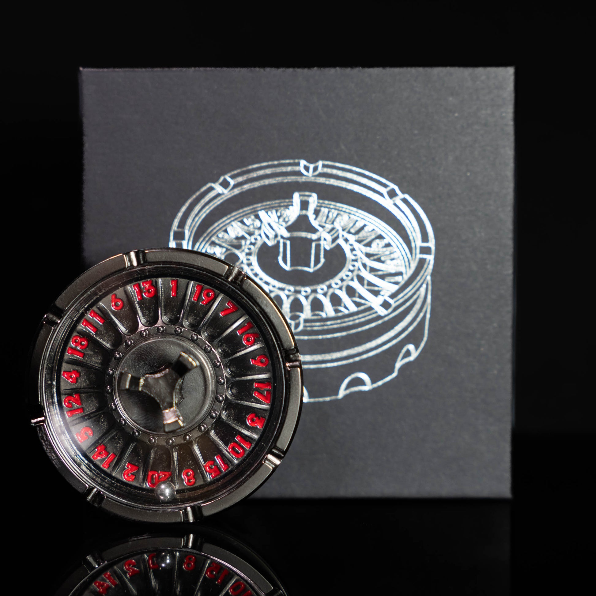 black silver roulette spinner for d20 twenty sided dice rolls in dungeons and dragons (aka dnd or d&d) or other role playing games