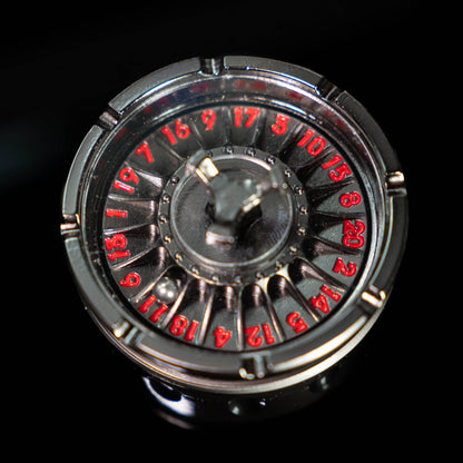 black silver roulette spinner for d20 twenty sided dice rolls in dungeons and dragons (aka dnd or d&d) or other role playing games