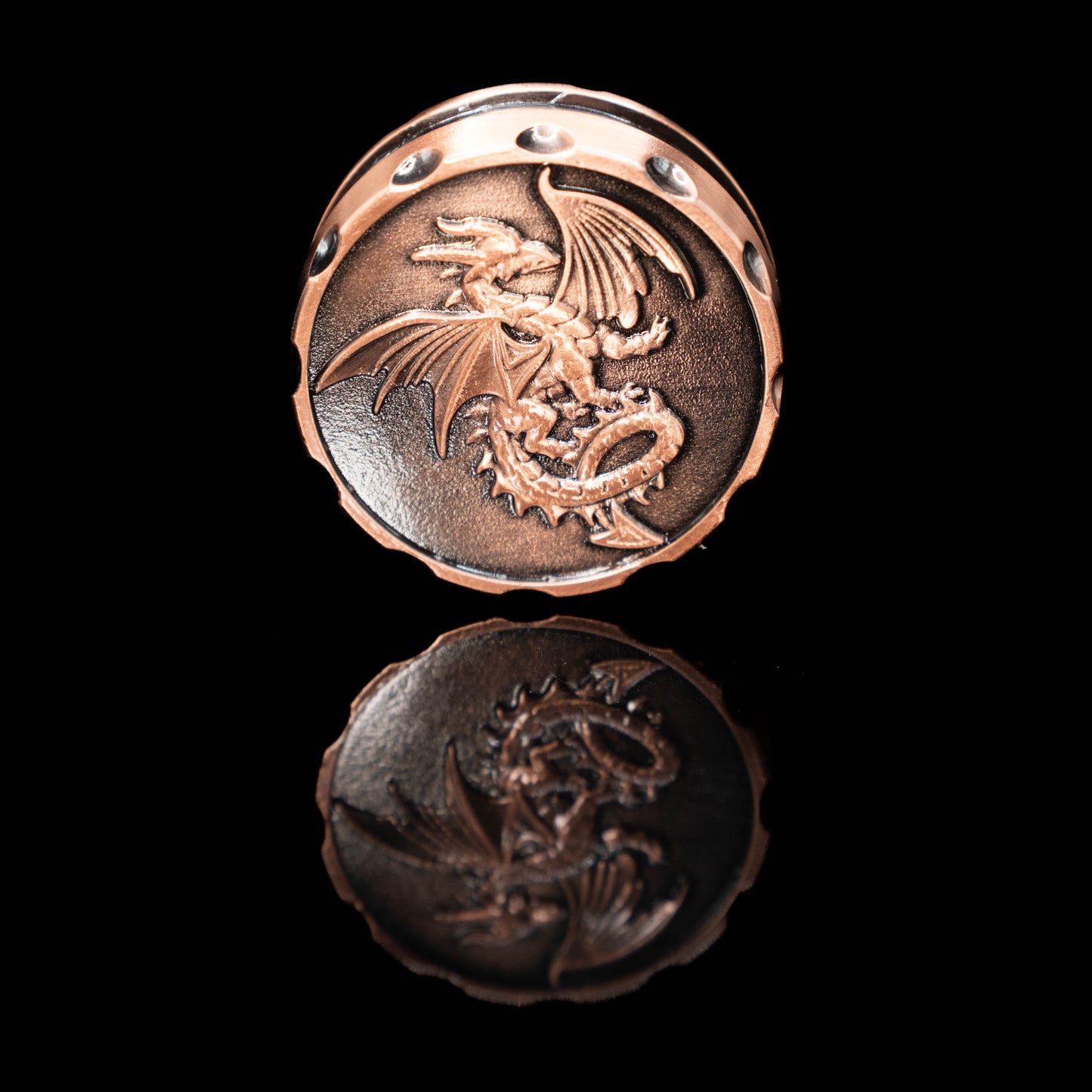 copper roulette spinner for d20 twenty sided dice rolls in dungeons and dragons (aka dnd or d&d) or other role playing games