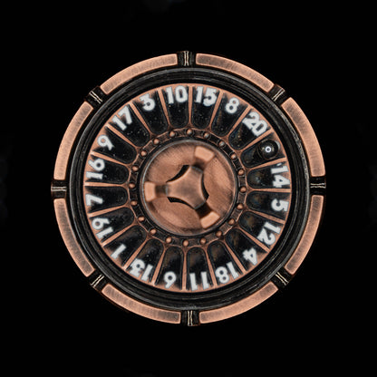 copper roulette spinner for d20 twenty sided dice rolls in dungeons and dragons (aka dnd or d&d) or other role playing games
