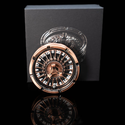 copper roulette spinner for d20 twenty sided dice rolls in dungeons and dragons (aka dnd or d&d) or other role playing games