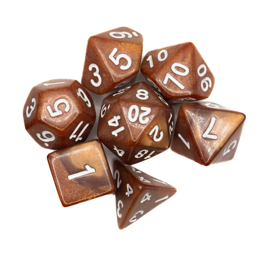 Toffee Swirl - Acrylic 7 DnD Dice Set