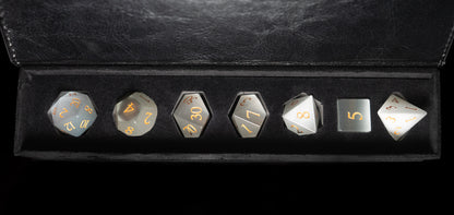 white cat's eye gemstone dnd dice set