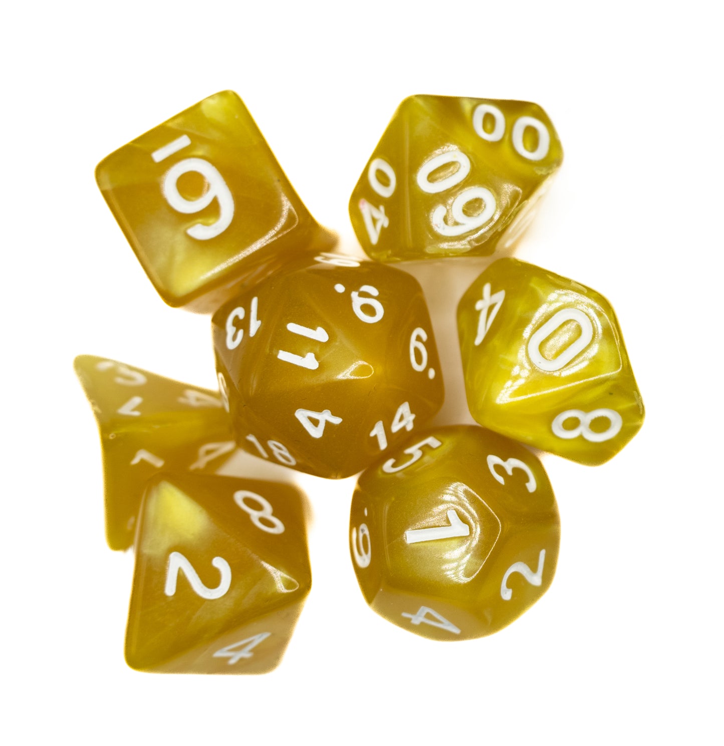 yellow swirl acrylic dnd dice set