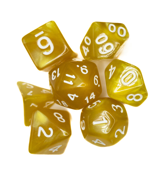 yellow swirl acrylic dnd dice set